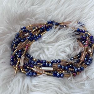 Waist beads TIE ON. Purpley blue gold and crystals